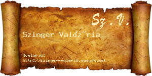 Szinger Valéria névjegykártya